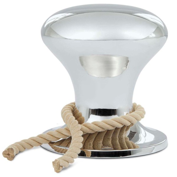 Hamburger Hocker mit Segeltau - glänzend Nickel poliert