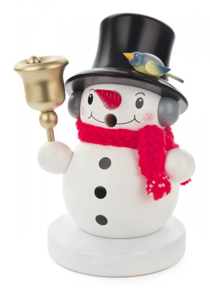 Räuchermann Schneemann mit Glocke