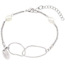 Célia von Barchewitz - Armband CHARU mit 2 Perlen - silberfarben inkl. Samtsäckchen