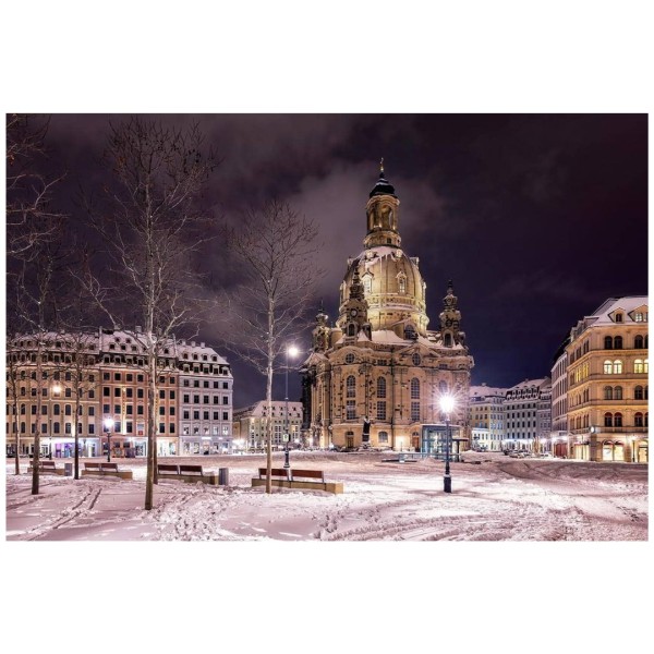 Wandbild Dresden - Der verschneite Neumarkt mit Frauenkirche (Motiv 01022)