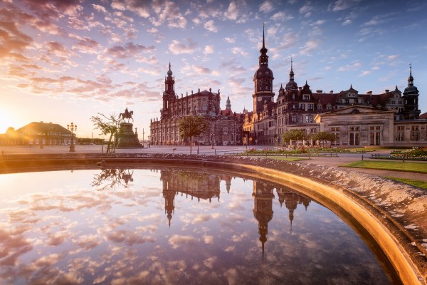 Wandbild Dresden - Theaterplatz im Sonnenaufgang (Motiv 00507)