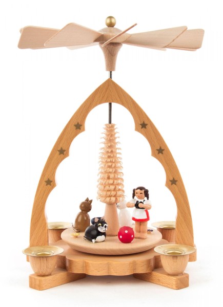 Weihnachtspyramide Katzen, natur für Kerzen Durchmesser 10mm