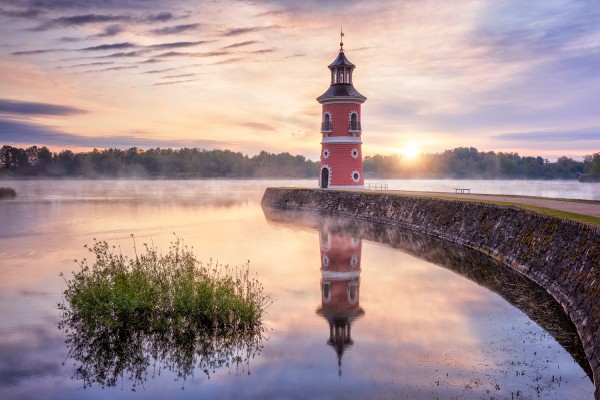 Wandbild Moritzburg - Leuchtturm zum Sommermorgen (Motiv 00695)