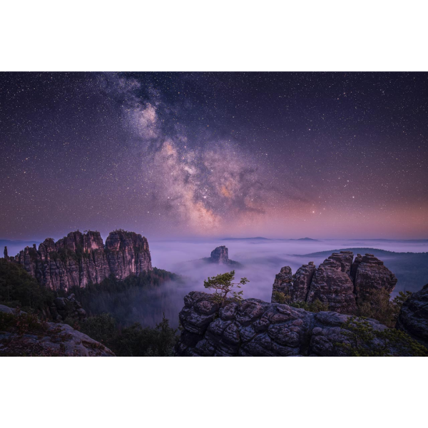 Wandbild Sächsische Schweiz - Sächsische Schweiz bei Nacht (Motiv LV40)
