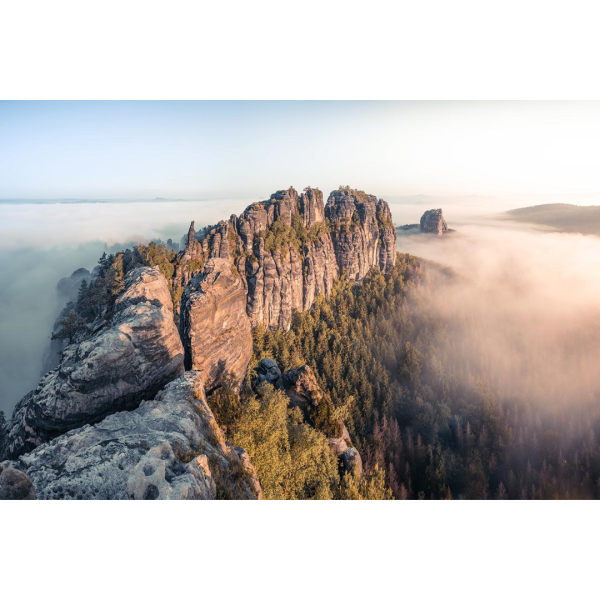 Wandbild Sächsische Schweiz - Das Schrammsteinmassiv im Nebel (Motiv LV28)