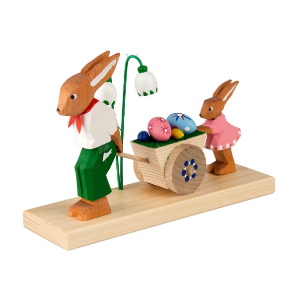 Osterhase mit Wagen & Kind - 11 cm