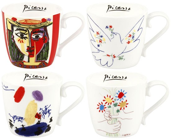 Pablo Picasso: 4-teiliges Becherset mit Künstlermotiven