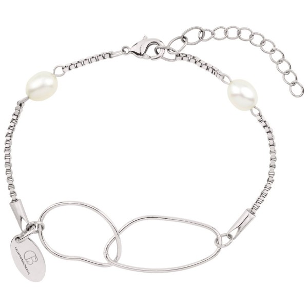 Célia von Barchewitz - Armband CHARU mit 2 Perlen & Gliedern - silberfarben