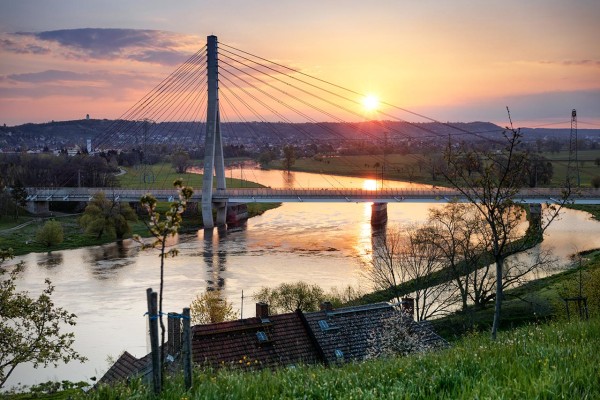 Wandbild Niederwartha - Elbbrücke zum Sonnenaufgang (Motiv 00922)