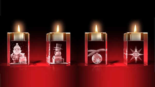 Teelichthalter Set 2 - Kristallglas mit 3D-Innengravur