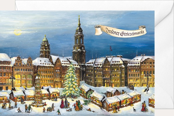 Weihnachtsklappkarte - Striezelmarkt