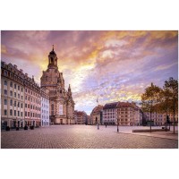 Wandbild Dresden - Herbst am Neumarkt zum Sonnenaufgang (Motiv 01114)