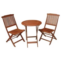 Balkon-Set PRAG - Tisch mit 2 Stühlen - Eukalyptus-Holz