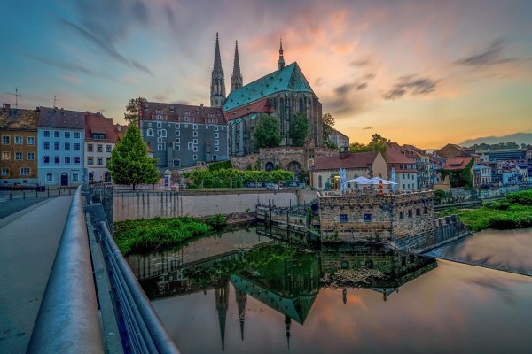 Wandbild Görlitz - Farbenfroher Himmel über der Peterskirche (FL04)