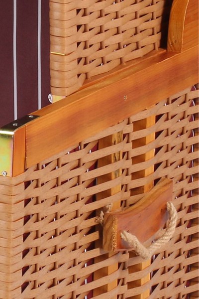 Strandkorb für Hunde, rot gestreift, mit schwenkbarem Hundenapf