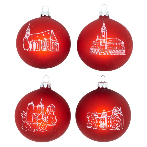 Weihnachtskugeln Bautzen - 4er Set - rot