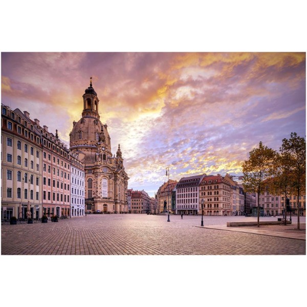 Wandbild Dresden - Herbst am Neumarkt zum Sonnenaufgang (Motiv 01114)