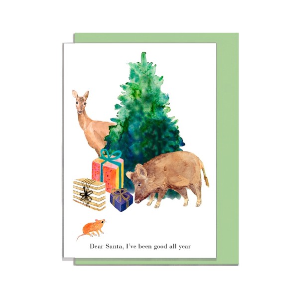 Klappkarte - Weihnachtsbaum Tiere