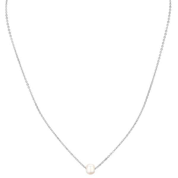Célia von Barchewitz - Petite Perlenkette silberfarben mit 1x Perle - Gliederkette