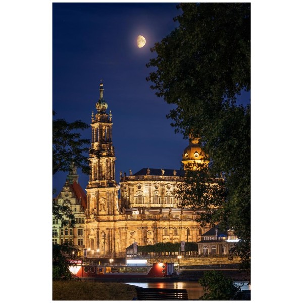 Wandbild Dresden - Mond über der Katholischen Hofkirche (Motiv 01113)