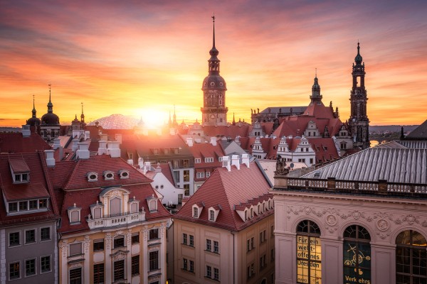 Wandbild Dresden - Hausmannsturm im Abendrot (Motiv 00803)