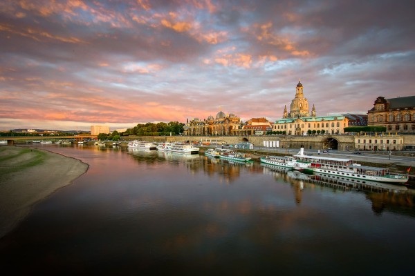 Wandbild Dresden - Abendstimmung - Blick auf die Dresdner Altstadt (Motiv JR102)