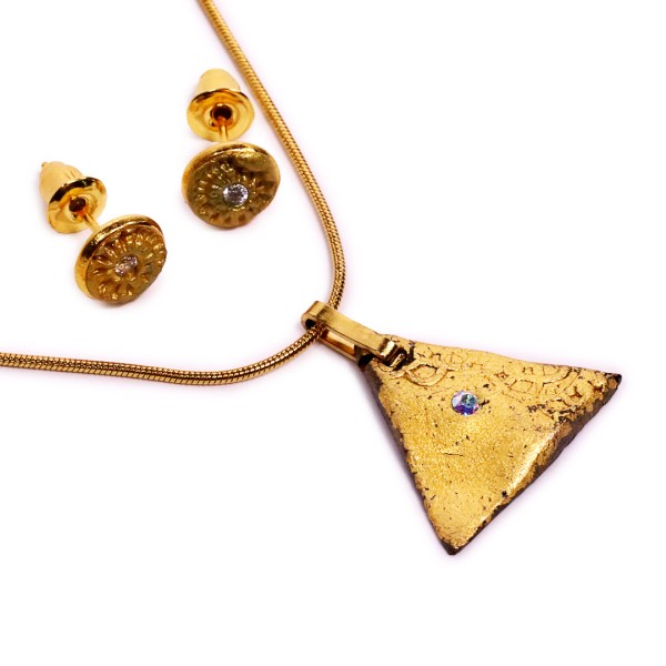 Schmuckset Triangula - Gold - Kette mit Anhänger & Ohrstecker