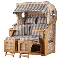 Strandkorb DÜNE - Zweisitzer - Grau gestreift - Design 537 Strandkorb DÜNE - Zweisitzer - Grau gestreift - Design 537