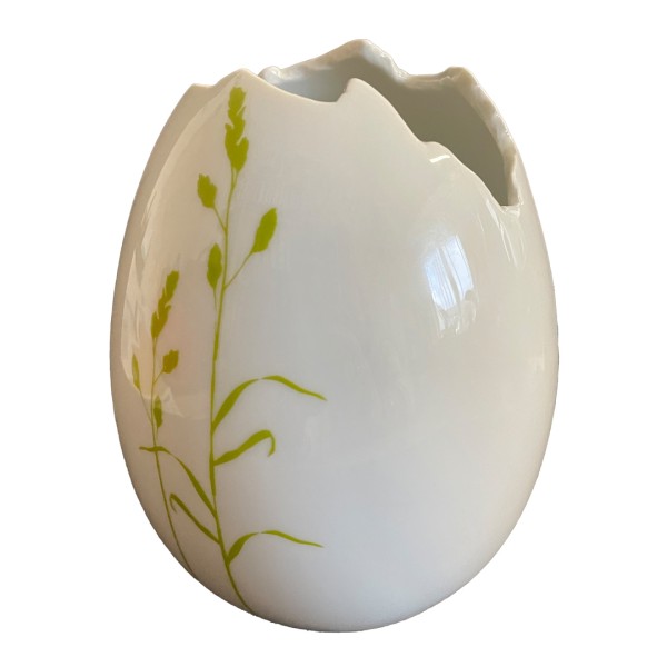 Ei-Vase Gräser - 15 cm - Blumenvase aus Porzellan - Oster- und Frühlingsdekoration