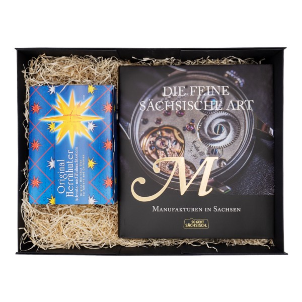 Premium-Box mit Herrnhuter Stern (wei) mit Buch "Die feine schsische Art"  | DDV Lokal